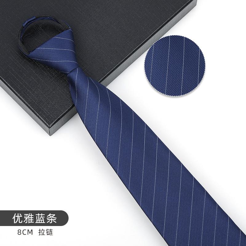 Business Blue Formal Tie Zipper Groom Wedding Korean Version Narrow Lazy Without Striped Bow Tie Plaid