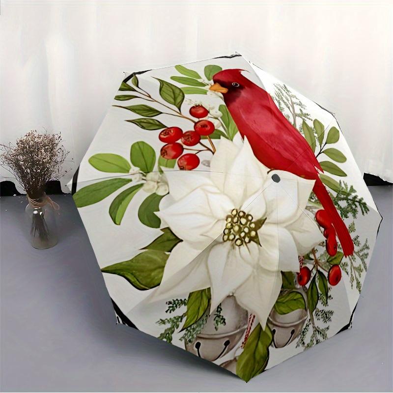 1pc Floral Pattern Automatic Folding Umbrella - Portable Foldable Design with 8 Ribs, Durable Plastic & Iron Frame, Casual Outdoor Accessory