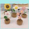 Handgemachte Topfpflanze Künstliche Strickblume Dekoration DIY