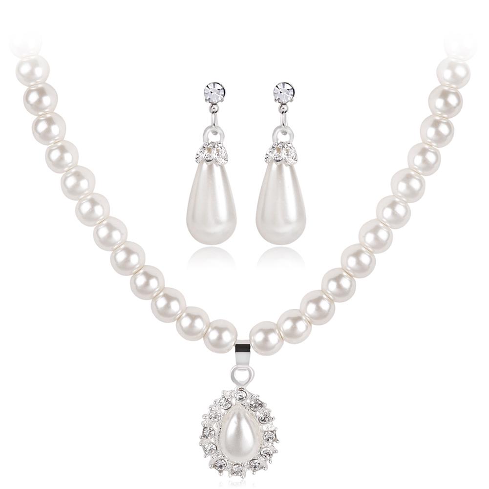 Royal Style Princess Imitation Pearl Teardrop hänge Elegant halsband örhängen