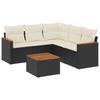 Vidaxl 6-Cz. Gartenmöbel-Set mit Kissen, Schwarzer Polyrattan