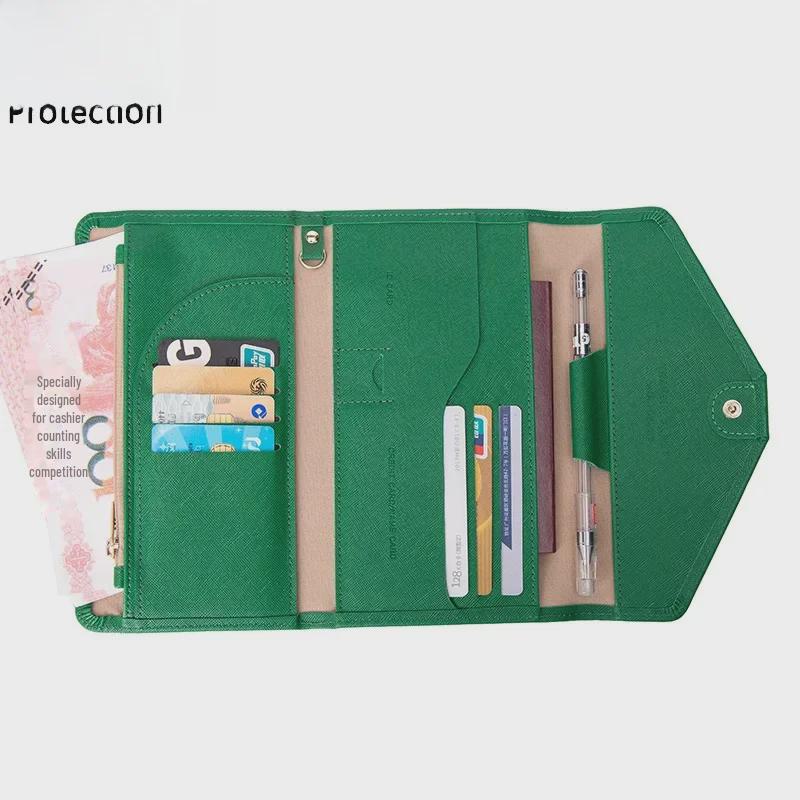 Etui na paszport RFID Xiangyin: Skórzany portfel podróżny składany na trzy z przegródkami na ID i karty