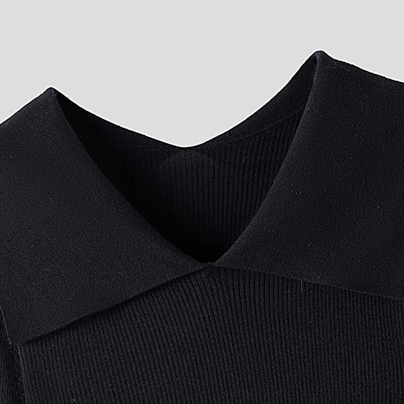 Women's Simple Long-Sleeve Polo Collar Knit Top