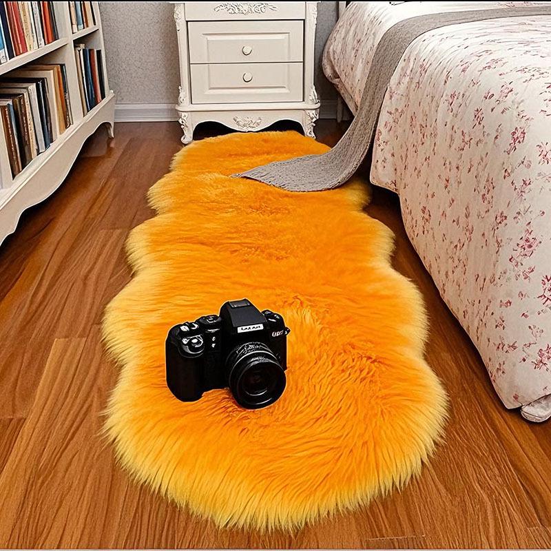 Cross-border Long-Pile Carpets: Irregular Faux Wool Rugs for Living Room, Bay Window, and Bedside