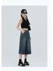 2025 Spring/Summer Women's High-Waisted Wide-Leg 7/8 Jeans - Slimming Straight-Leg, Versatile American Style