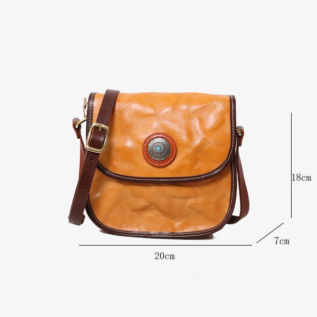 Johnature Genuine Leather Handmade Saddle Bag High-quality Cowhide Large Capacity Vintage Shoulder Crossbody Bag