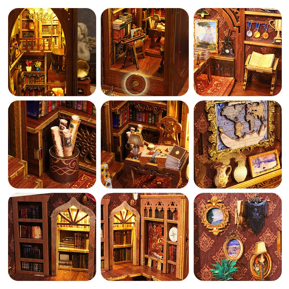 DIY 3D Books Nooks Kits With Warm Light Multifunctional Assembly Model Decor For Bookshelf
