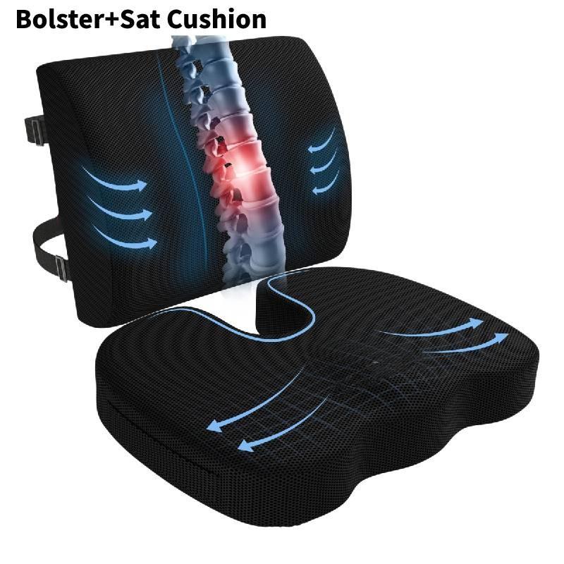 Orthopedic Memory Coccyx Foam Seat Cushion Lumbar Back Pillow Pain Relief Office