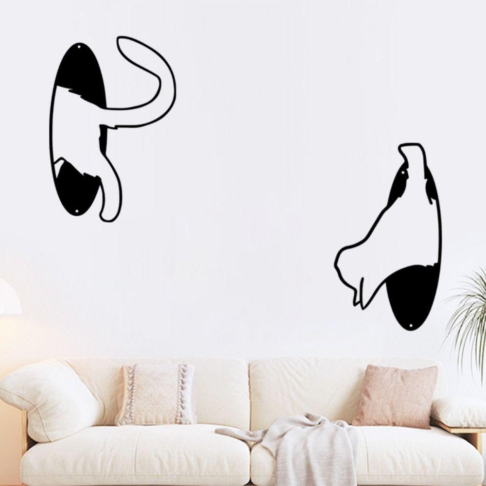 2Pcs/set Iron Art Cat Hanging Pendant Handmade Cat Wall Hanging Ornaments Office