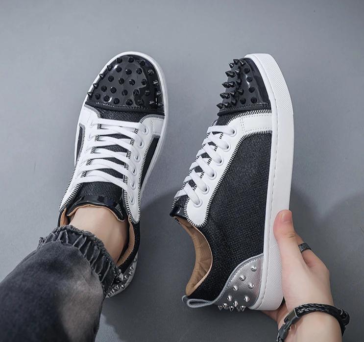 Fashion Latest Men's Fashionable Casual Rivet Board Shoes for Spring and Autumn Outdoor Sports Shoes Breathable and Comfortable Sneakers