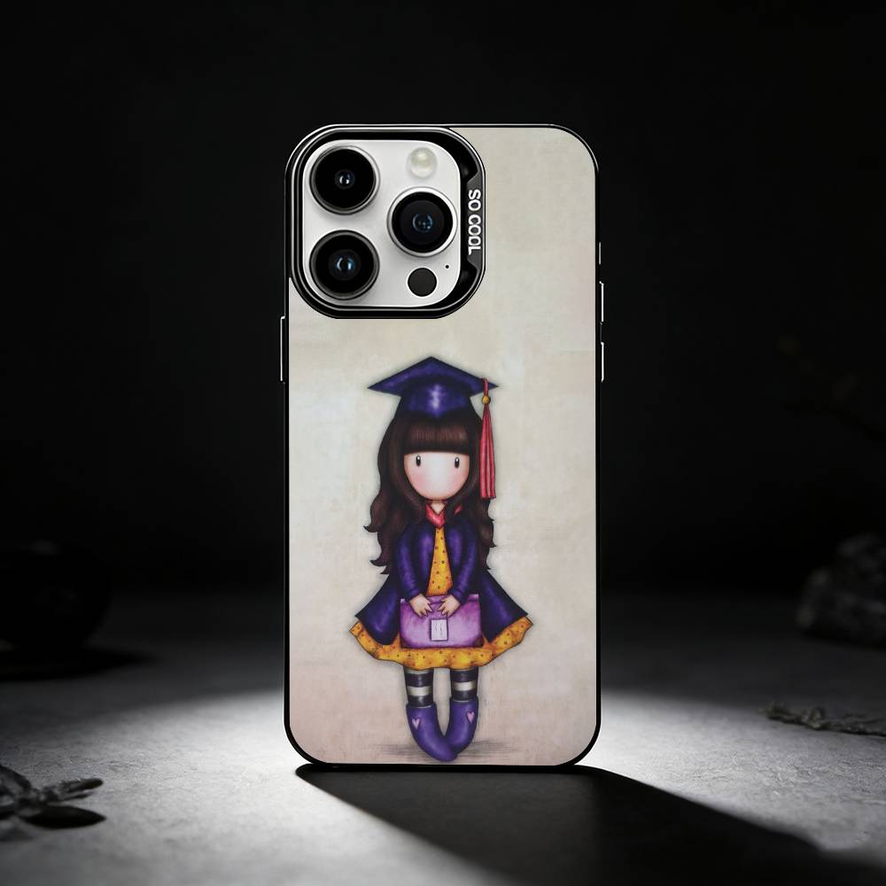 Lovely S-Santoro G-Gorjuss Series Phone Case For iPhone 17,16,15,14,13,12,11 Plus,Pro Max,XS,Colored silver phone case