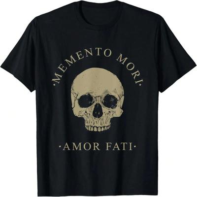 Filosofie Stoică Memento Mori Amor Fati Craniu Citat Stoicism Tricou