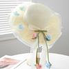 Elegant Rose Ruffle Edge Straw Hat Lace Ribbon UV Protection Woven Sun Cap Lightweight Design Breathable Mesh Beach Visor