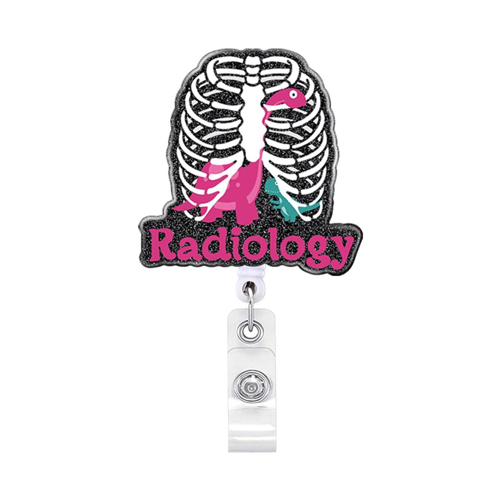 Acrylic Halloween Spooky Ghost Eyeball Skeleton Retractable Badge Reel Rotating ID Badge Holder Crocodile Clip for Doctor Nurse
