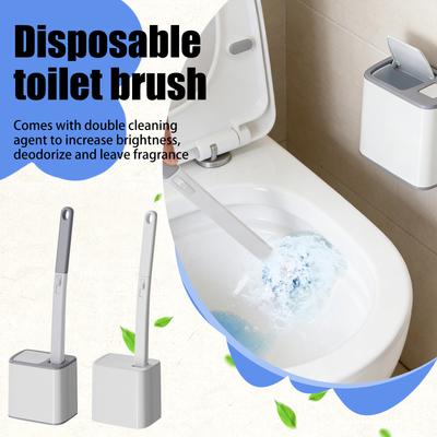 Disposable Toilet Brush, Disposable Toilet Cleaning Set With Holder & Refills, Extended Handle Bowl Brush For Hygienic Bathroom Maintenance
