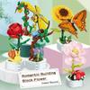 Butterfly Insect Potted Plant Bonsai Flower Block Rose Decoration DIY Mini Building Block Figure Plastic Toy Gift Kids Girls