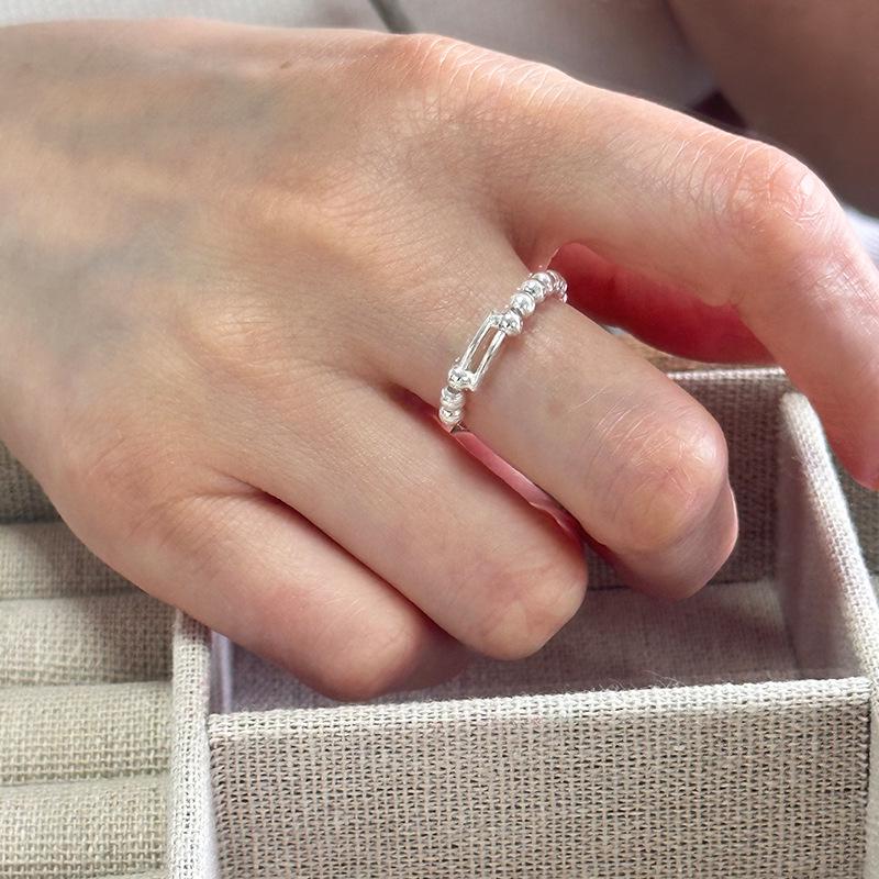 925 Sterlingsilber Perlenring - Elegantes und vielseitiges Damen-Zeigefinger-Accessoire (Helles Silber, Stil J5132)