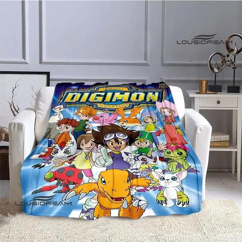 Coperta stampata cartone animato Digimon Coperta in flanella Coperta calda coperta da picnic Coperta da casa da viaggio fodere per letto Regalo di compleanno