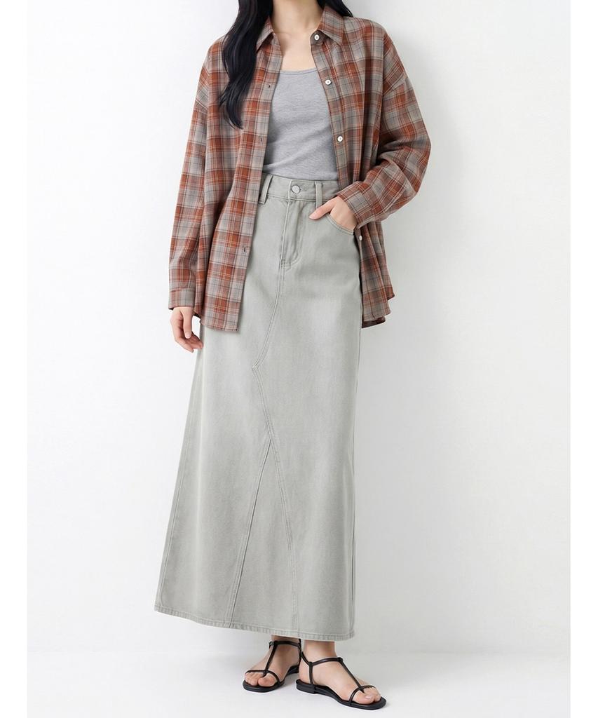 Poebeo21 Denim A-Line Long Skirt (Ftdbsk001)