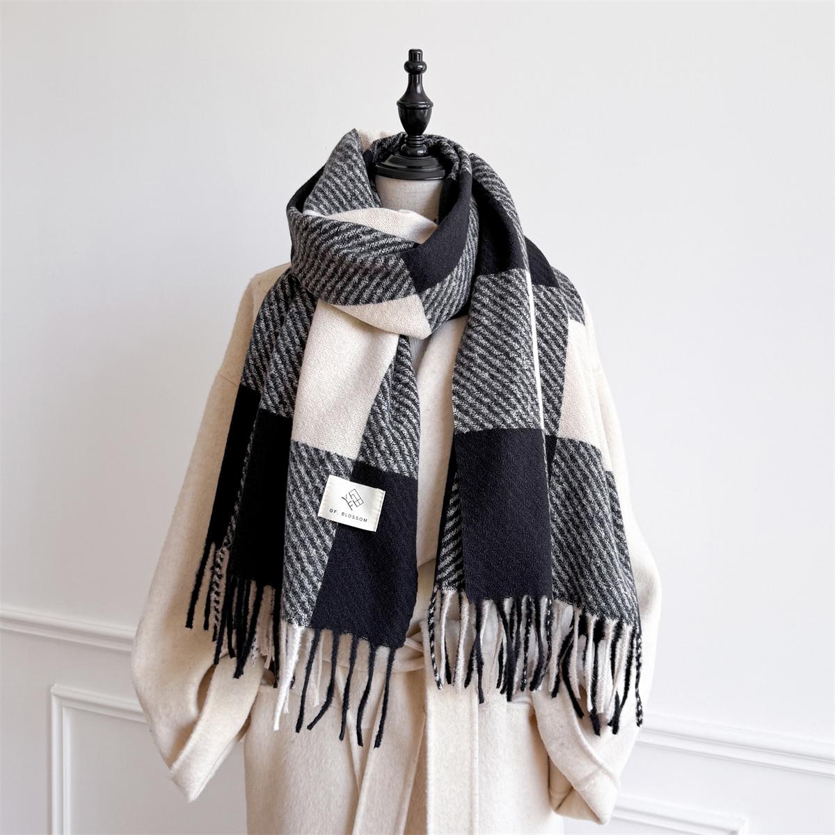 

Warm Shawl Women Scarf Luxury Cashmere Winter Blanket Wraps Casual Plaid Print Pashmina Bufanda Travel Poncho Stoles Echarpe 60x180cm