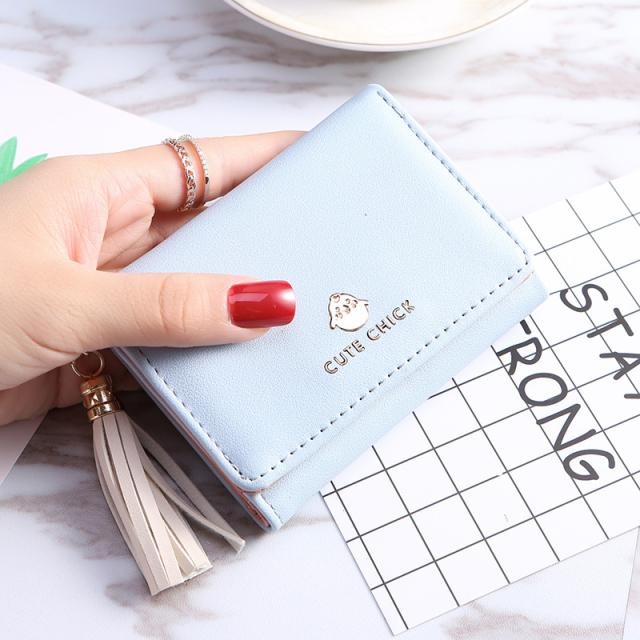 Cute Women Wallet Leather Card Holder Mini Tassel Small Wallet Coin Purse Female Girls Card Case Short Multi-card Pocket Wallet