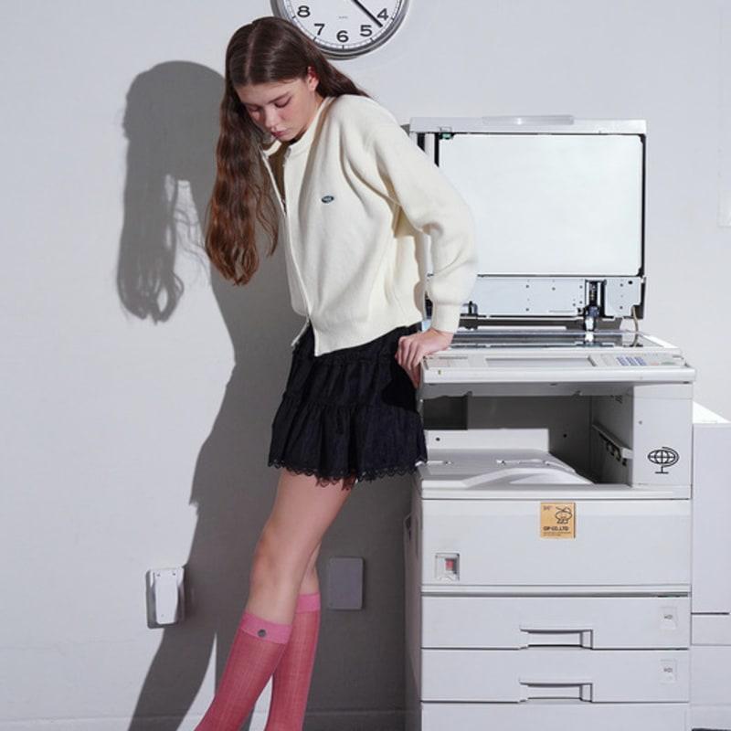 STUDIO SOCKSTOP OOSS Silberner Anhänger Durchsichtige Lange Kniestrümpfe Rosa