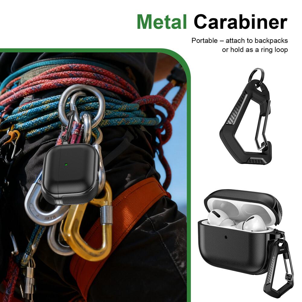 KEYSION Earphone Case for AirPods Pro 3 2 Leather Texture Soft TPU Silicone With Hook Shockproof Headphone Cover for AirPods 4