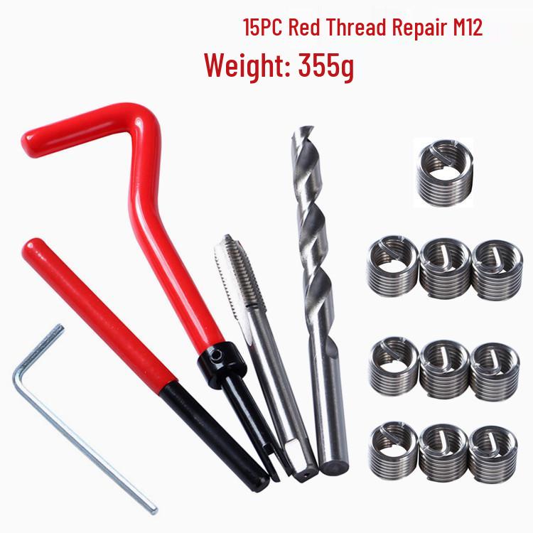 30-Piece Stainless Steel Thread Repair Kit: M5-12 Tapping Inserts and Tools.