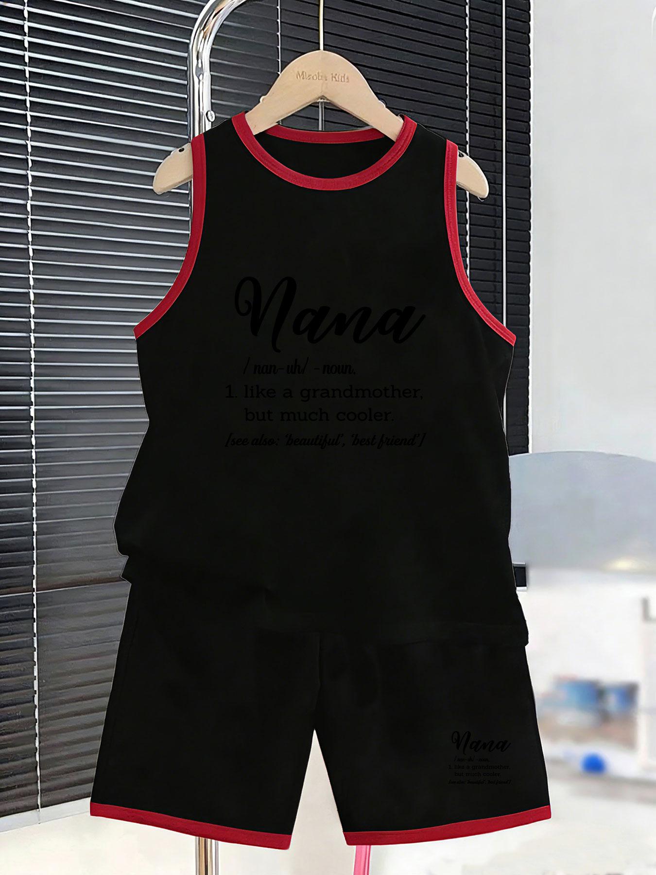 Boys’ grandma funny slogan set. Warm prints, breathable fabric, loose fit for family wear. 2-3Y чёрный