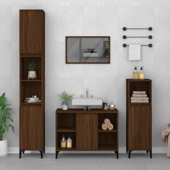 VidaXL Meuble d'évier chêne marron 80x33x60 cm bois d'ingénierie 821299