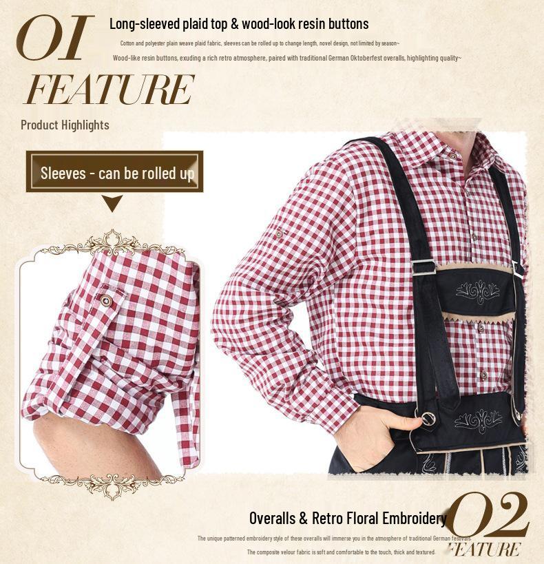 Oktoberfest Karobluse & Bestickte Latzhose Halloween Cosplay Outfit