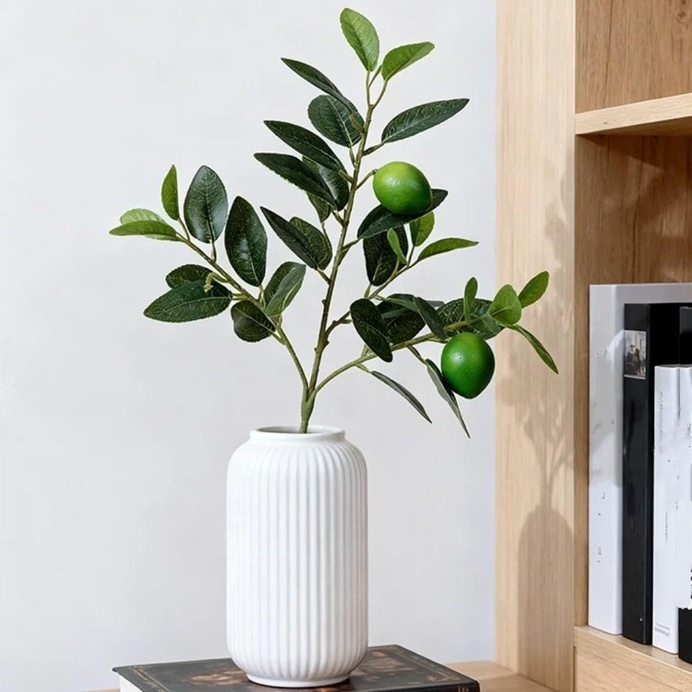 Green Leaves Artificial Lemon Branch Lifelike Fake Fruit Props New Year Decoration