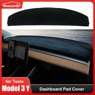 Üst Flanel Dashboard Kapak Pedi Tesla Modeli 3 Y Güneşlik Koruyucu Anti-UV Dash Mat Güneş gölgeleme kaymaz Araba
