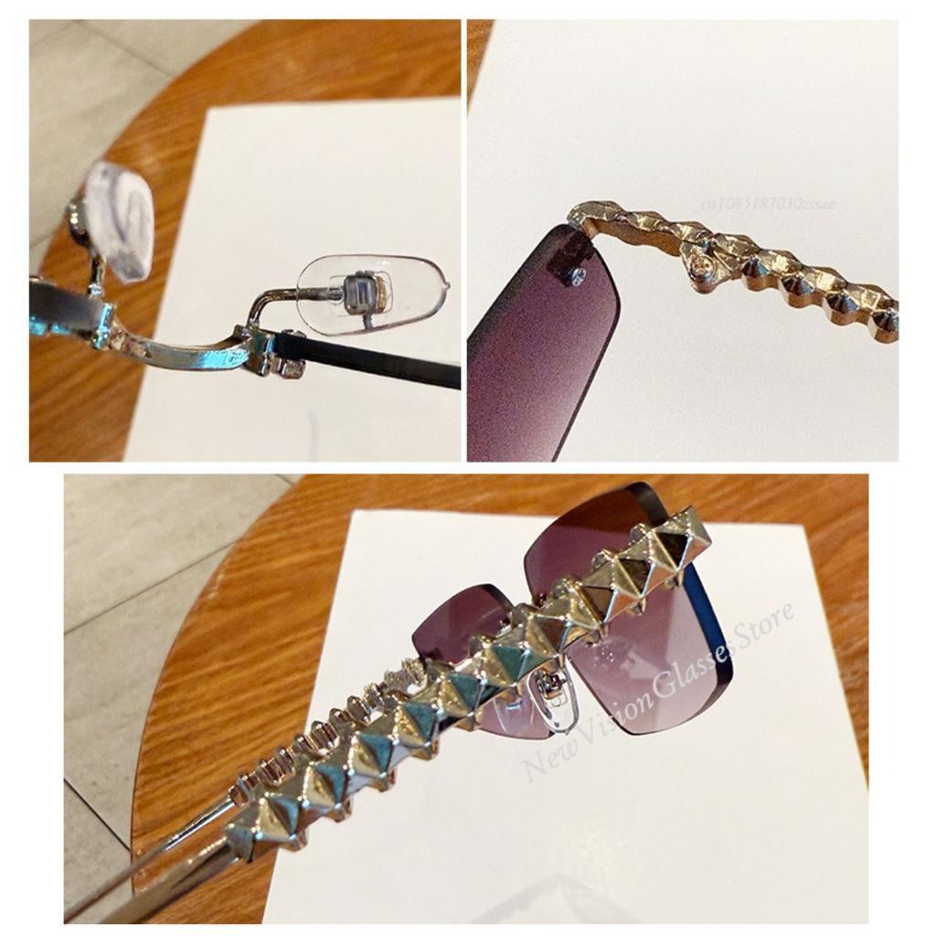 Trendy Borderless Sunglasses Women Luxury Designer Vintage Style Chic Frameless Metal Eyewear