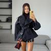 2026 Fall Winter Womens Trench Coat Slim Belted Oversized Lapel Street Style Commute Outerwear