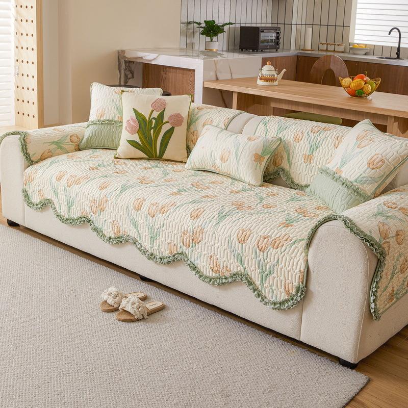 

Хлопковая Ткань Подушка для Дивана, Подушка для Сиденья, Универсальный Принт для Всех Сезонов, Маленькая Свежая Изогнутая Подушка, Полотенце для Дивана, Накидка, Нескользящая. 70*70cm