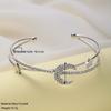 Fashion Double Layer Star Moon Cuff Bracelet For Women Simple Silver Color Crystal Hollow Geometric Bracelet Jewelry Gifts