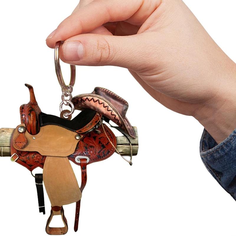 Colorful Saddles Pendant Keychain Acrylic Key Rings Accessory Handmade Keyring Bag Decoration Unique Gifts for Women