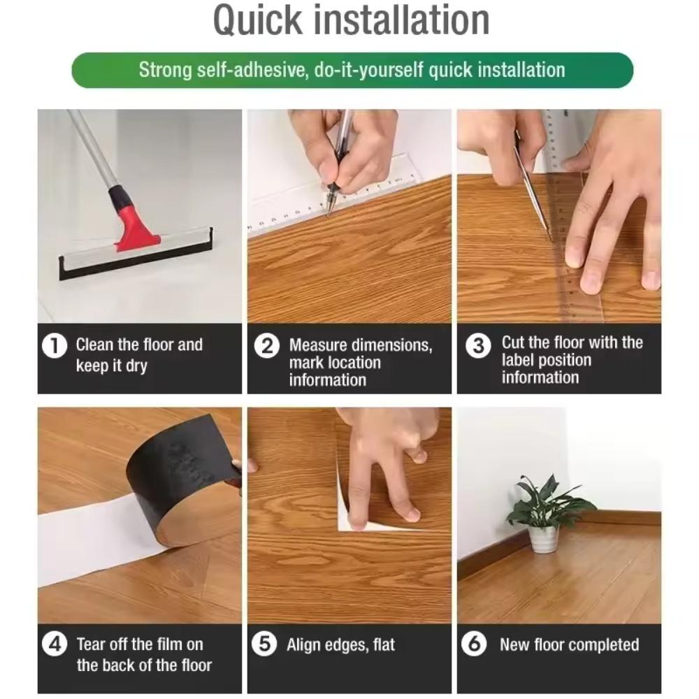 10pcs 51cmX15cm Wear-resistant Self-adhesive Wood Grain Floor Sticker Waterproof Non-Slip Self Adhesive Floor Sticker