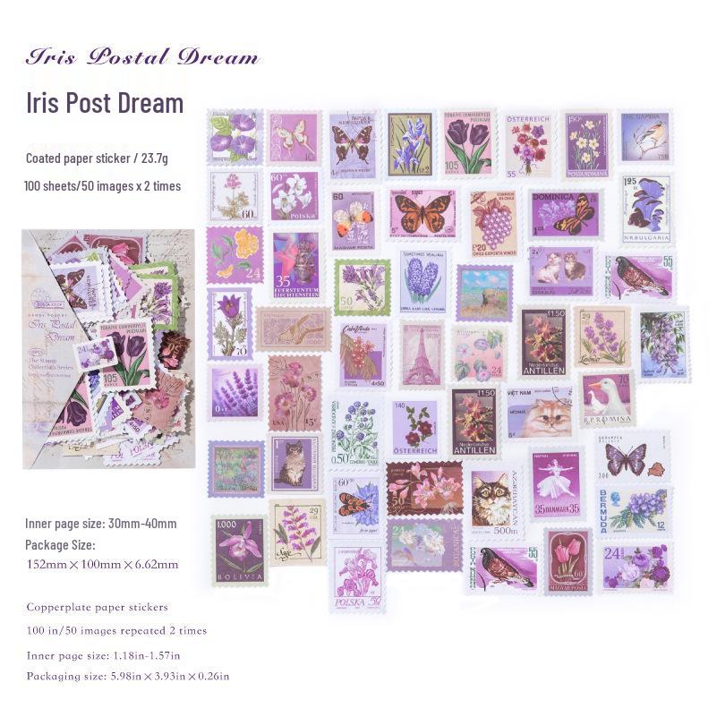 Candy Poems Retro Sticker Pack: 100 Sheets for Stamp Collectors & DIY Collage