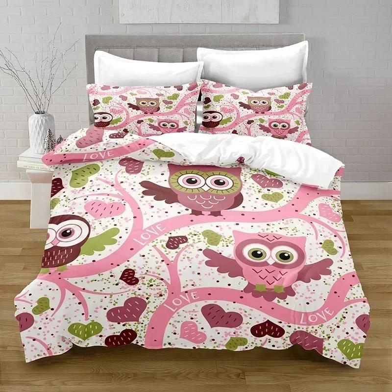 

Comforter 3D Print Kawaii Owl With Bedroom Decoration Bedding Queen Bedding Bedroom Set King Size Bed Home Textiles Comforter (quilt)-EU Single(135*200cm)3pcs