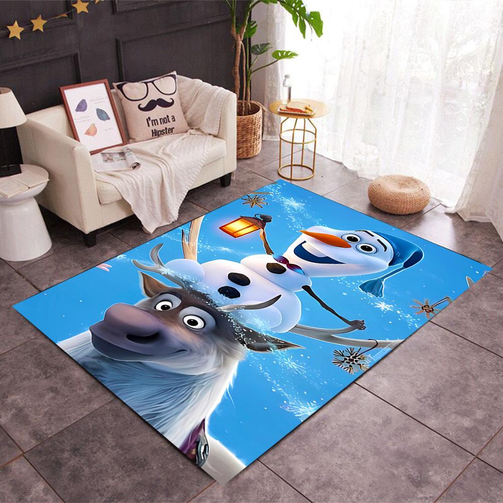 Frozen Olaf Cartoon Theme Non-Slip Rug - Made of Polyester, Suitable for Home Décor, Bedrooms, Living Rooms, Entryways, and Studios.