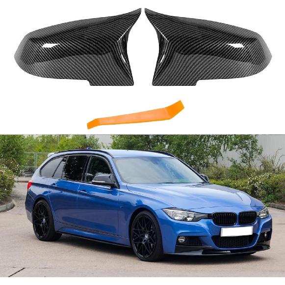 Door Mirror Covers Side Mirror Cover Caps Rearview Replacement Compatible with BMW F20 F22 F23 F30 F31 F32 F33 F36 F87 M2 X1 E84 (Carbon Fiber Look) Carbon Fiber Look