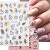 Graffiti Strips Nail Stickers for Women Nail Art Decorations Rose Gold Abstract Line Spring 3D Slider for Manicure Polish Tattoo