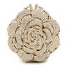 Flower Round White/Clear Crystal Evening Clutches Luxury Designer Women Rhinestone Wedding Bridal Purses Mini Party Handbags