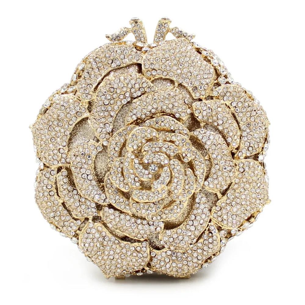 

Pink/White Crystal Evening Clutch Bags Rhinestone Party Prom Purses Diamonds Flower Formal Dinner Handbags For Women Minaudiere 14cmX14cmX5cm