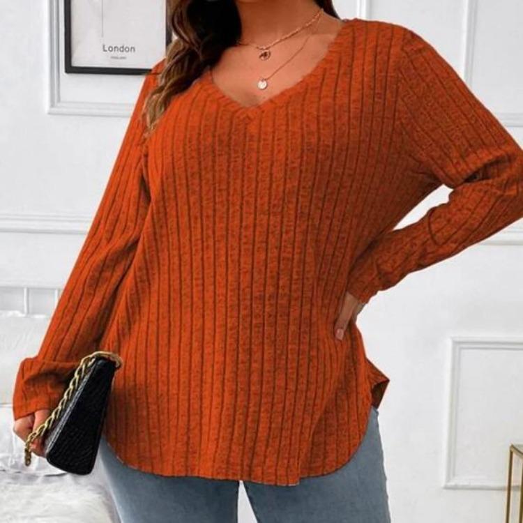 Warm Soft Knitted Blouse Women Long Sleeve V Neck Loose Pullover Casual Top Irregular Hem Plus Size Fall Winter