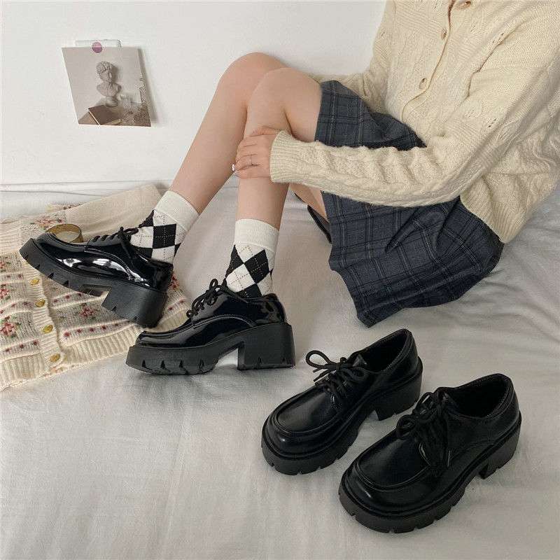 Size 35-43, Large Size Women's Shoes Platform Loafers Women's 41 Versatile Fashion British Style Small Leather Shoes 42 Round Head Single Shoes