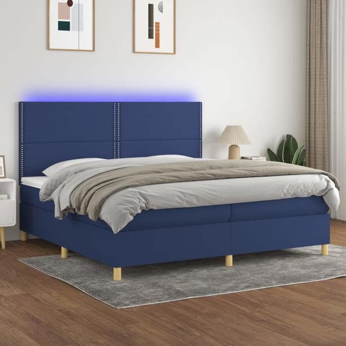 VidaXL Sommier à Lattes de Lit avec Matelas et LED, Lit Rembourré avec Tête de Lit, Lit Double, Lit Adulte de Chambre, 3135387