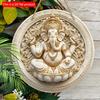 1 Stück 2D Flach Klassischer Stil Ganesha Wandkunst - 20cm Hergestelltes Holz Dekoschild & Plakette für Diwali Mehrzweckverwendung, Kein Strom benötigt, Ideal